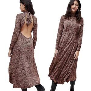 FREE PEOPLE Blogger Favorite Cocoa Loveless Leopard Midi Dress